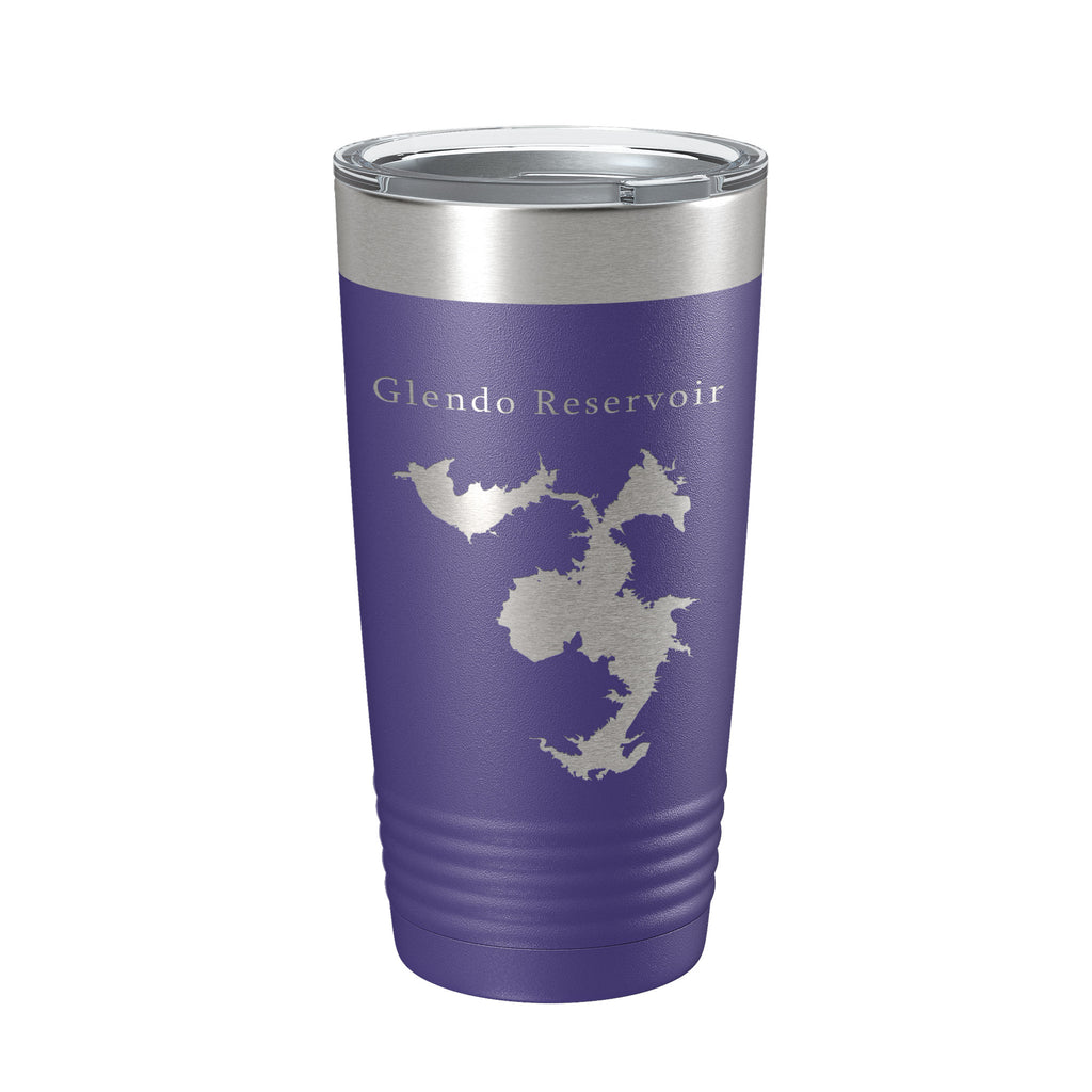 Glendo Reservoir Tumbler Lake Map Travel Mug Insulated Laser Engraved Coffee Cup Wyoming 20 oz