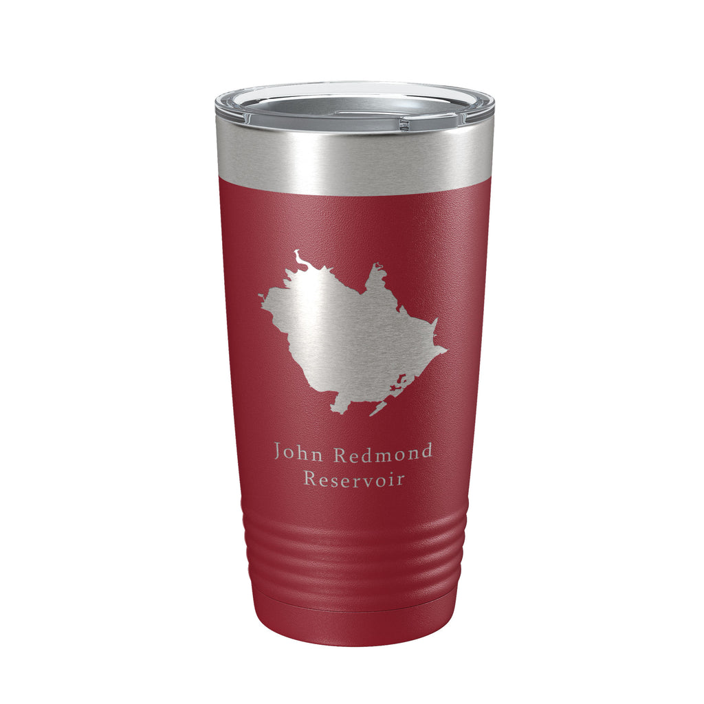 John Redmond Reservoir Tumbler Lake Map Travel Mug Insulated Laser Engraved Coffee Cup Kansas 20 oz