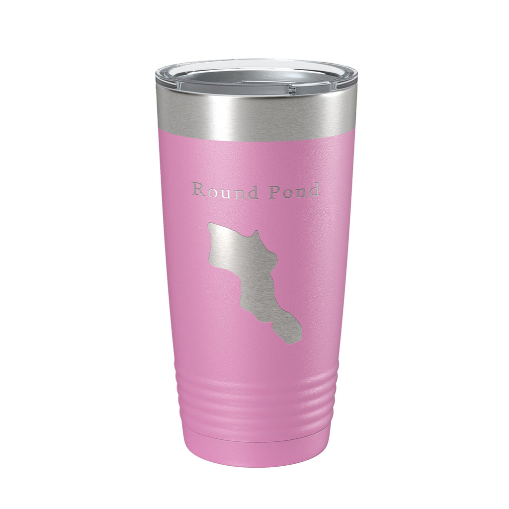 Round Pond Tumbler Lake Map Travel Mug Insulated Laser Engraved Coffee Cup Acadia Maine 20 oz