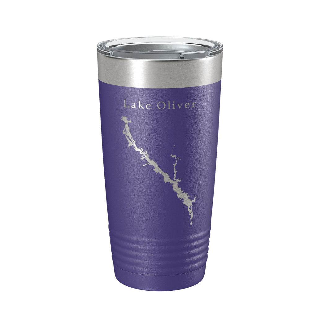 Lake Oliver Map Tumbler Travel Mug Insulated Laser Engraved Coffee Cup Alabama Georgia 20 oz