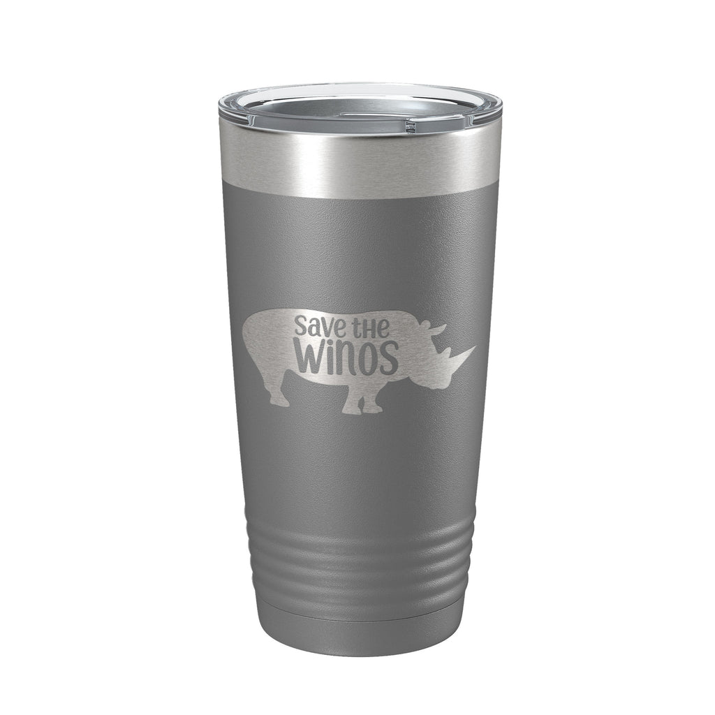 Save The Winos Tumbler Wine Rhinos Travel Mug Insulated Laser Engraved Coffee Cup Gift 20 oz