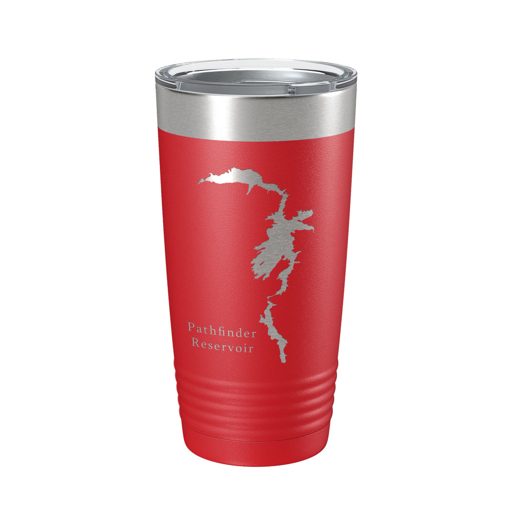 Pathfinder Reservoir Tumbler Lake Map Travel Mug Insulated Laser Engraved Coffee Cup Wyoming 20 oz