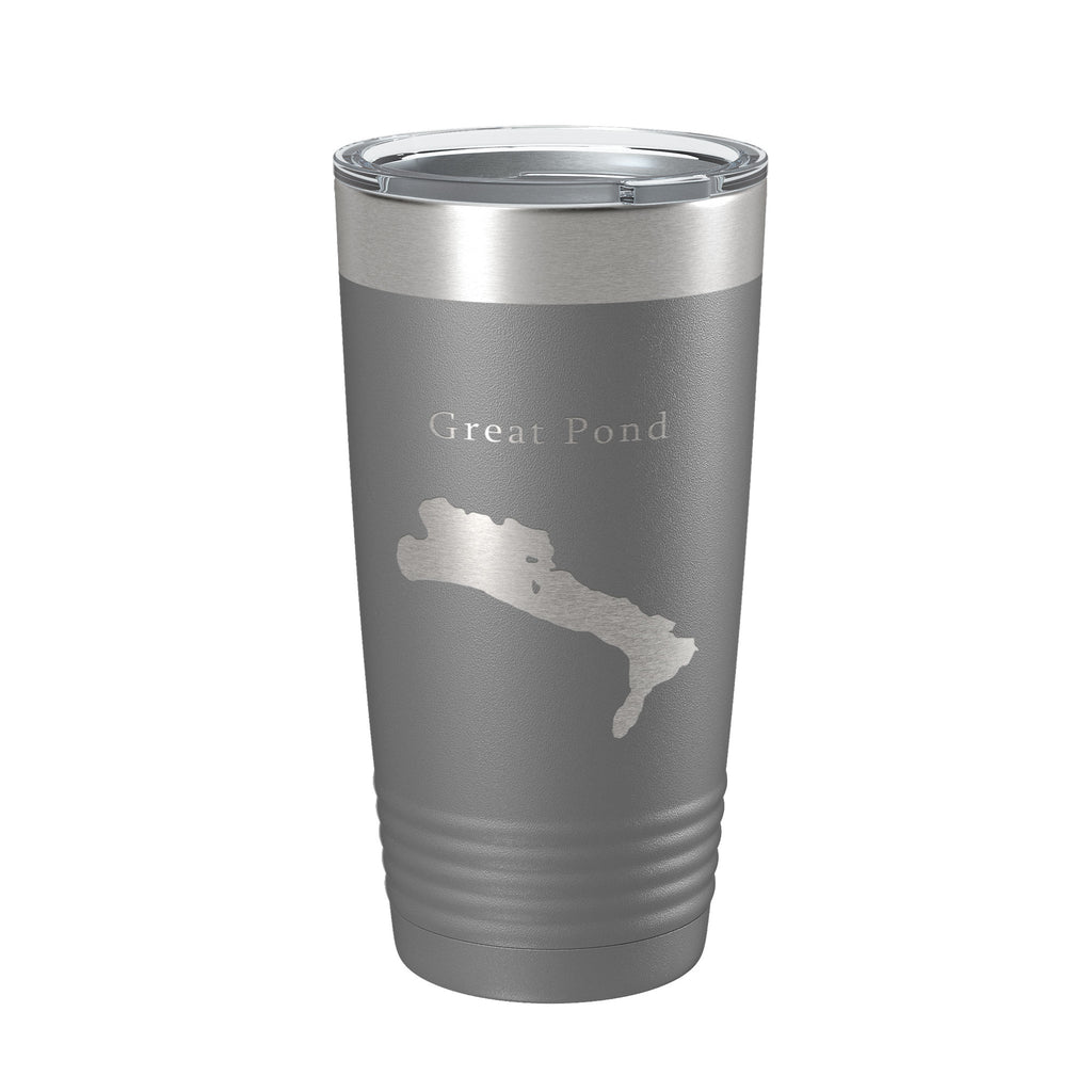 Great Pond Tumbler Lake Map Travel Mug Insulated Laser Engraved Coffee Cup Maine 20 oz