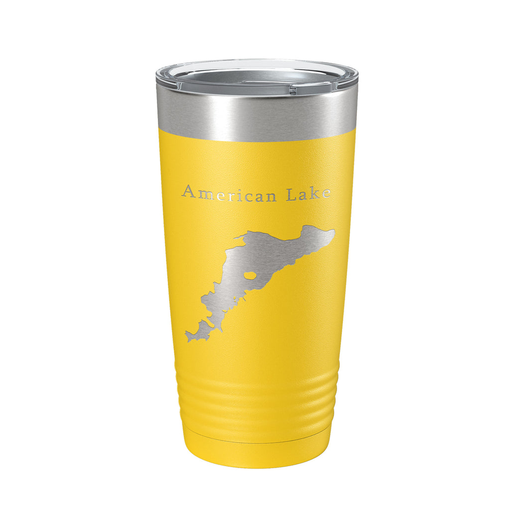 American Lake Map Tumbler Travel Mug Insulated Laser Engraved Coffee Cup Washington 20 oz