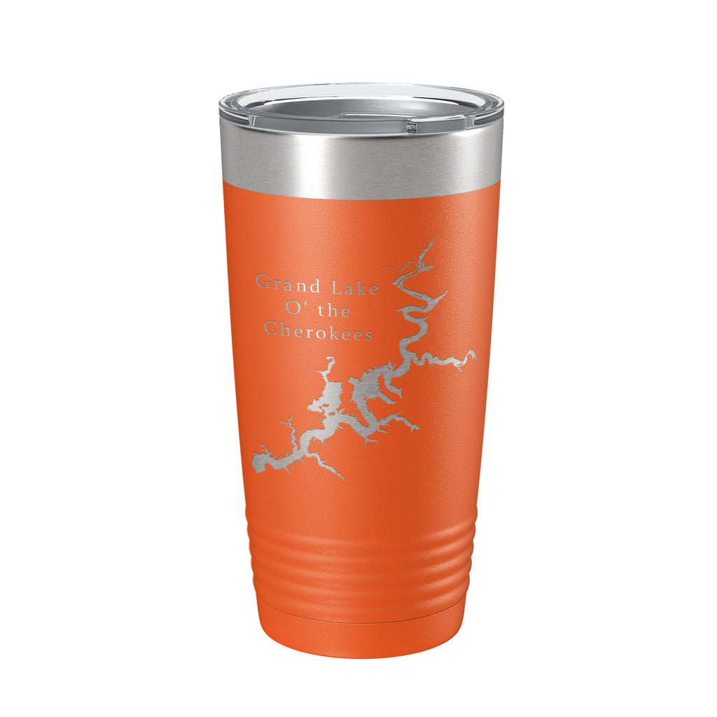 Grand Lake O' the Cherokees Map Tumbler Travel Mug Insulated Laser Engraved Coffee Cup Oklahoma 20 oz