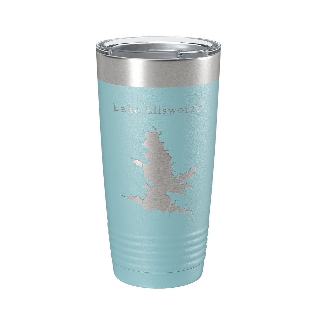 Lake Ellsworth Map Tumbler Travel Mug Insulated Laser Engraved Coffee Cup Oklahoma 20 oz