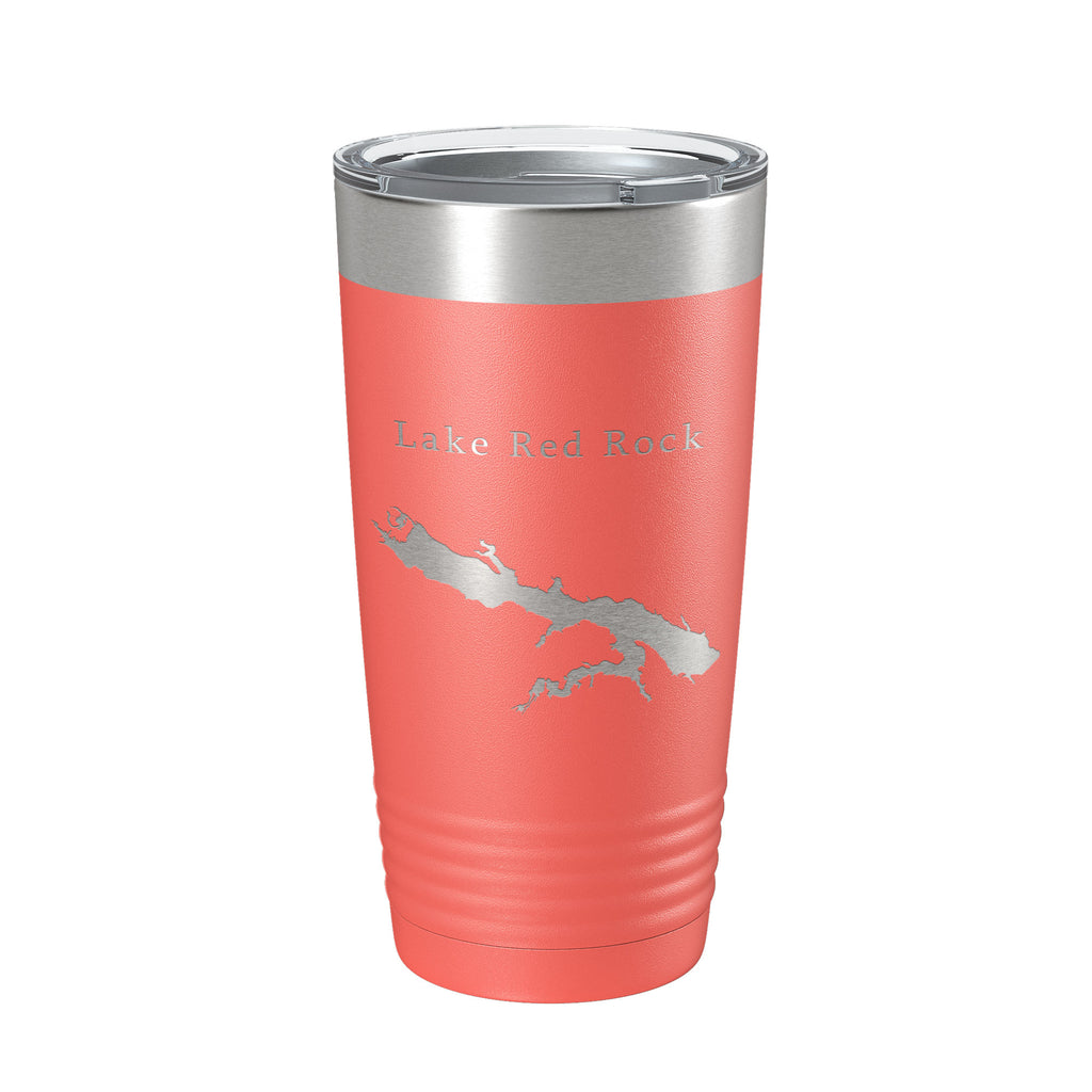 Lake Red Rock Map Tumbler Travel Mug Insulated Laser Engraved Coffee Cup Iowa 20 oz