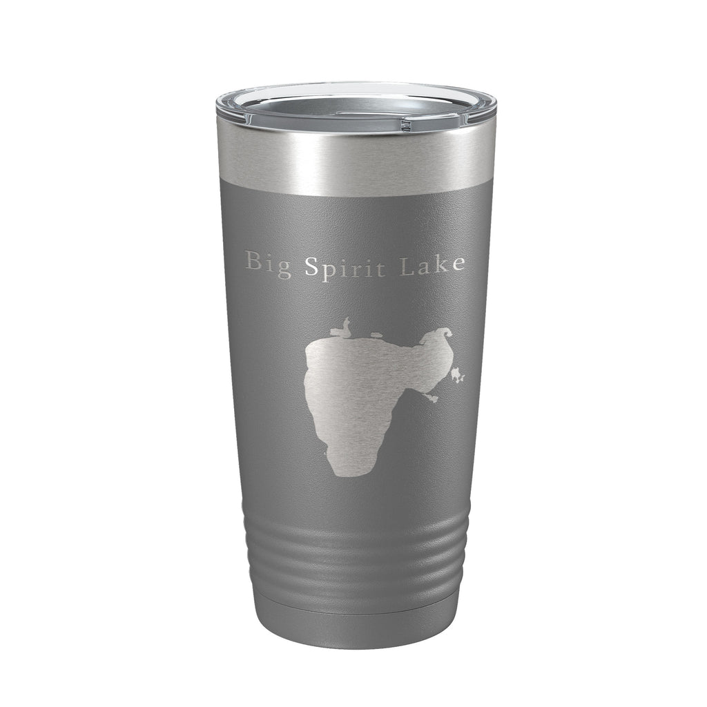 Big Spirit Lake Map Tumbler Travel Mug Insulated Laser Engraved Coffee Cup Iowa Minnesota 20 oz