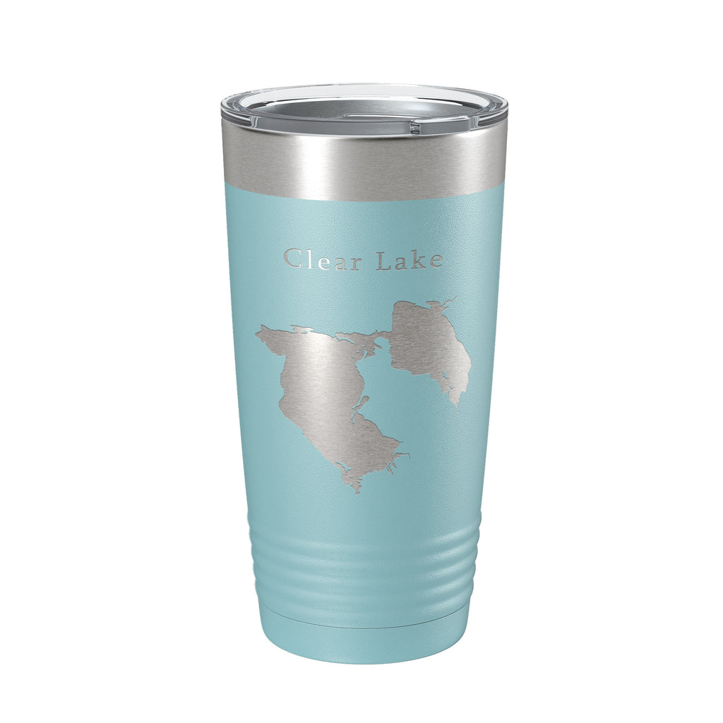 Clear Lake Reservoir Map Tumbler Travel Mug Insulated Laser Engraved Coffee Cup California 20 oz