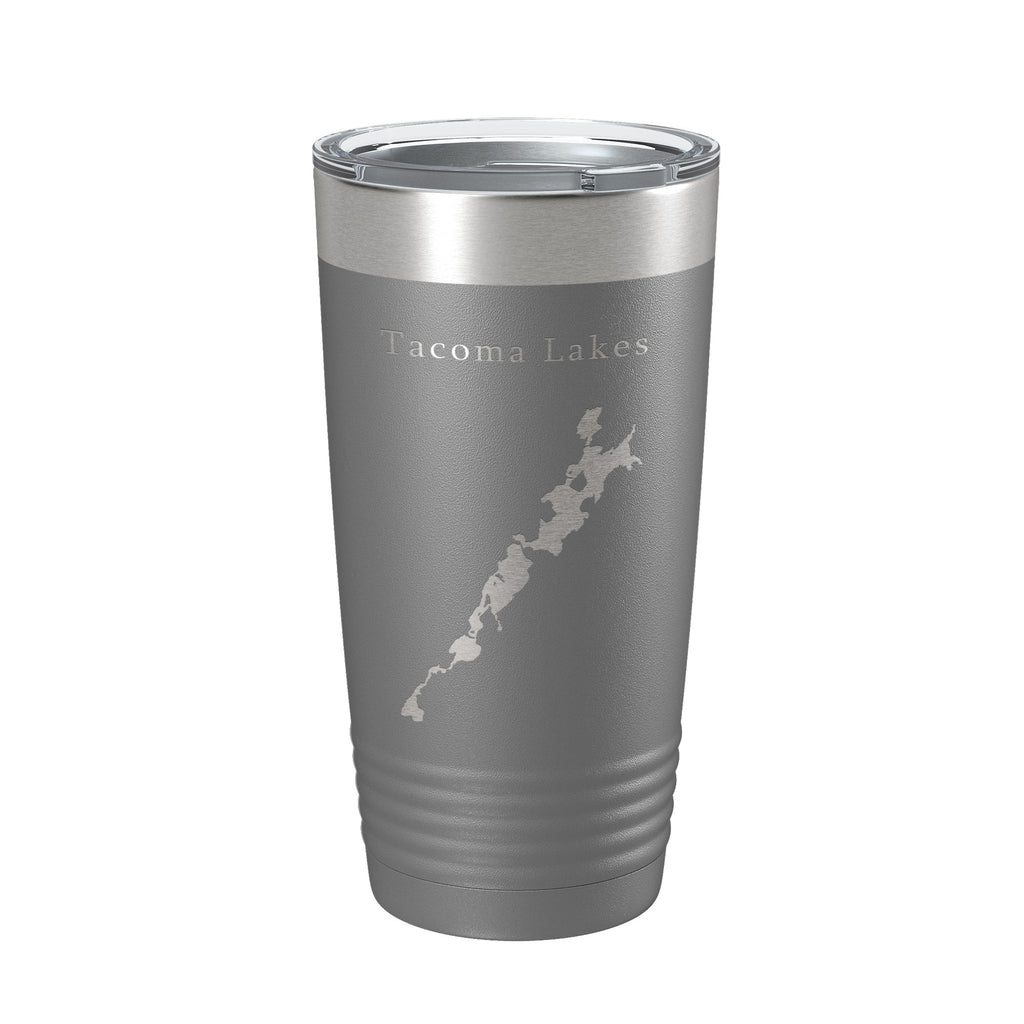 Tacoma Lakes Map Tumbler Travel Mug Insulated Laser Engraved Coffee Cup Maine 20 oz