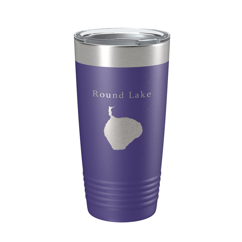 Round Lake Map Tumbler Travel Mug Insulated Laser Engraved Coffee Cup Michigan 20 oz