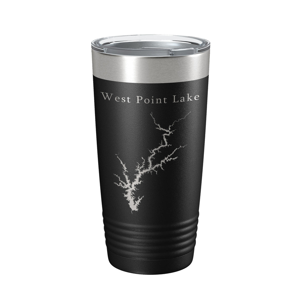 West Point Lake Map Tumbler Travel Mug Insulated Laser Engraved Coffee Cup Alabama Georgia 20 oz