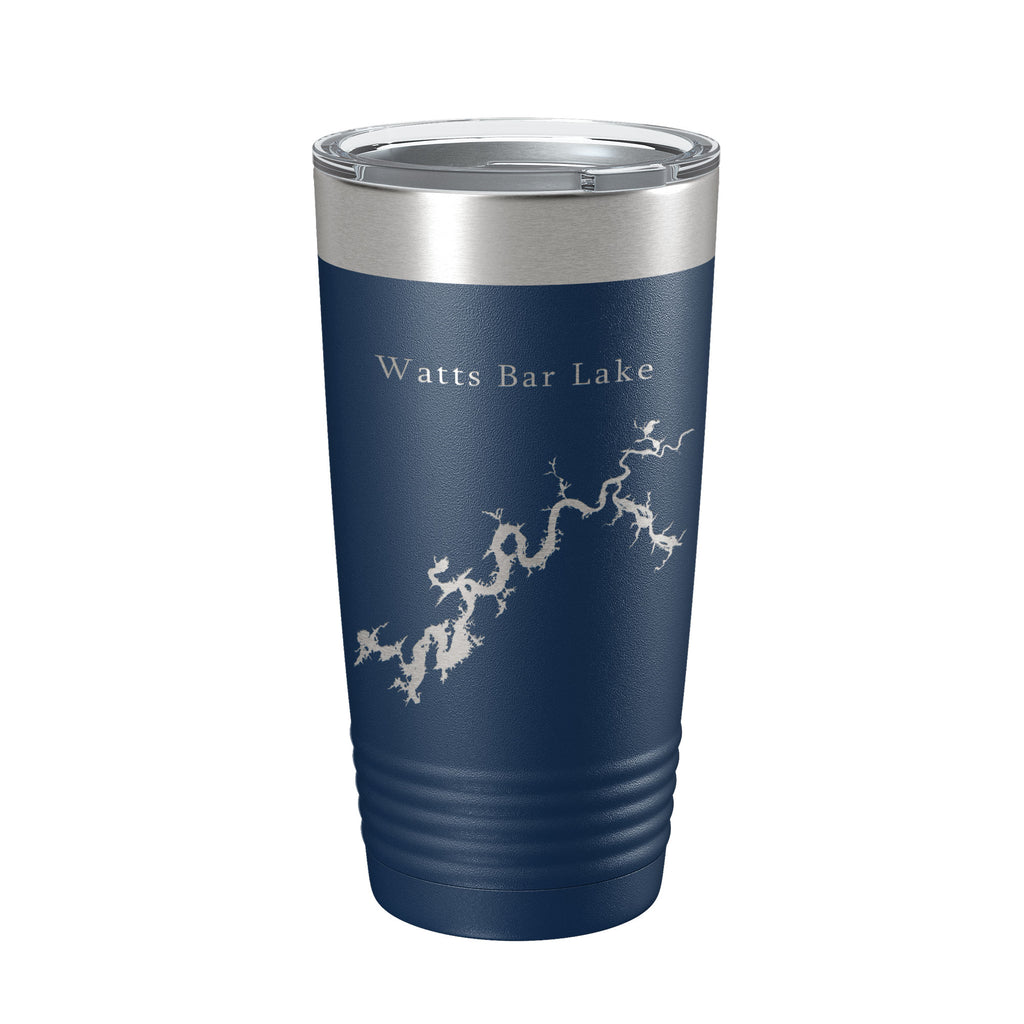 Watts Bar Lake Map Tumbler Travel Mug Insulated Laser Engraved Coffee Cup Tennessee 20 oz