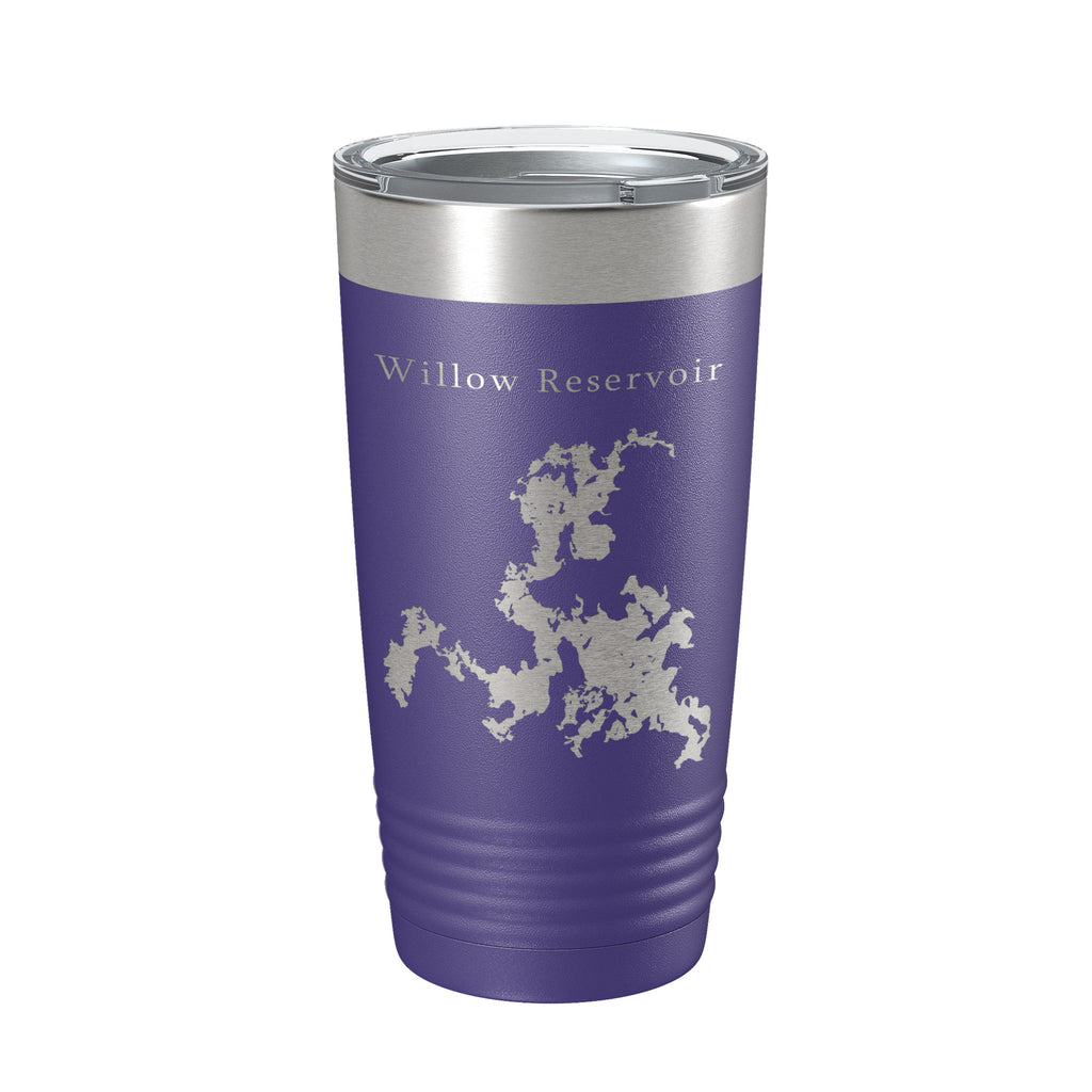 Willow Reservoir Tumbler Lake Map Travel Mug Insulated Laser Engraved Coffee Cup Wisconsin 20 oz