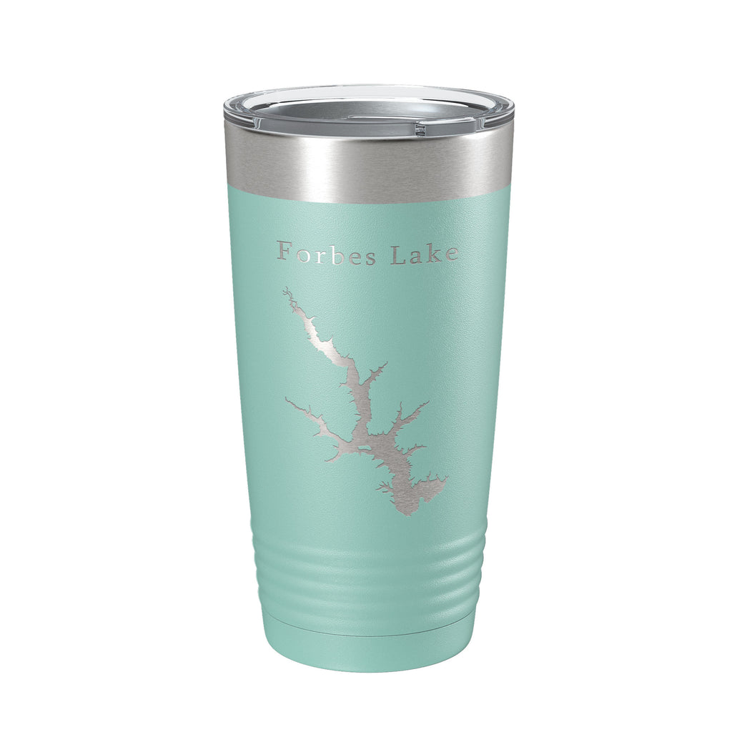 Forbes Lake Map Tumbler Travel Mug Insulated Laser Engraved Coffee Cup Illinois 20 oz