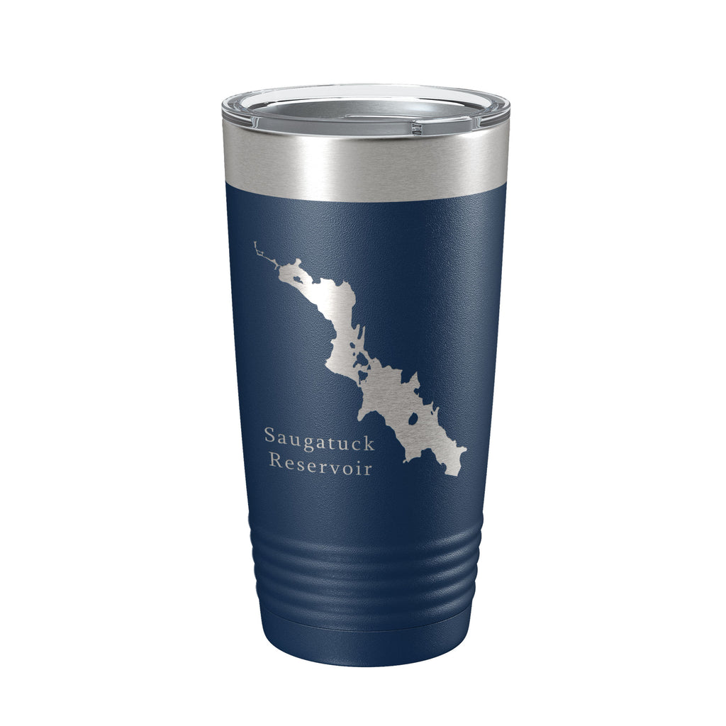 Saugatuck Reservoir Tumbler Lake Map Travel Mug Insulated Laser Engraved Coffee Cup Connecticut 20 oz