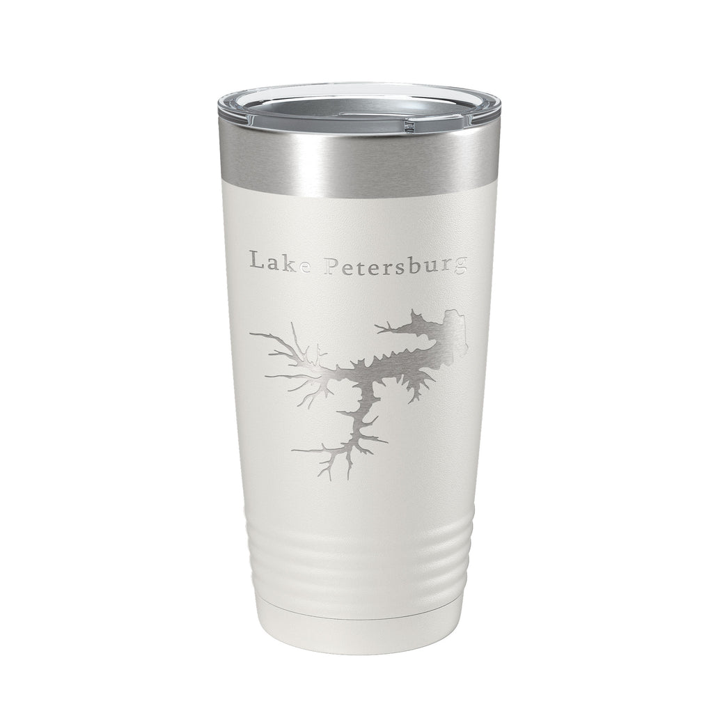 Lake Petersburg Map Tumbler Travel Mug Insulated Laser Engraved Coffee Cup Illinois 20 oz