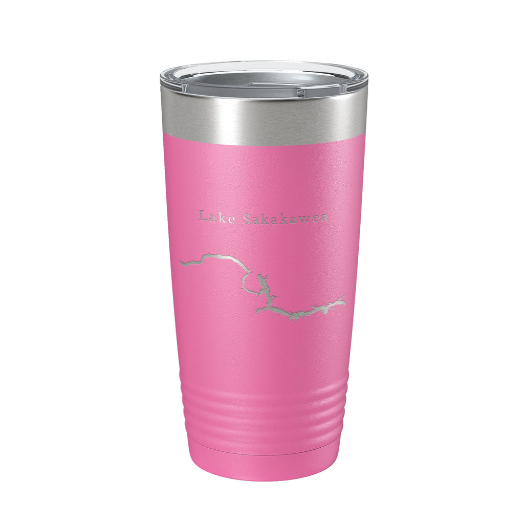 Lake Sakakawea Map Tumbler Travel Mug Insulated Laser Engraved Coffee Cup North Dakota 20 oz