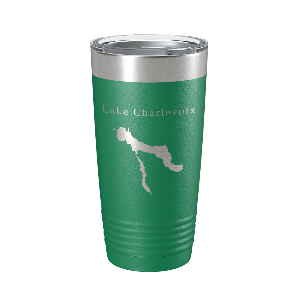 Lake Charlevoix Map Tumbler Travel Mug Insulated Laser Engraved Coffee Cup Michigan 20 oz