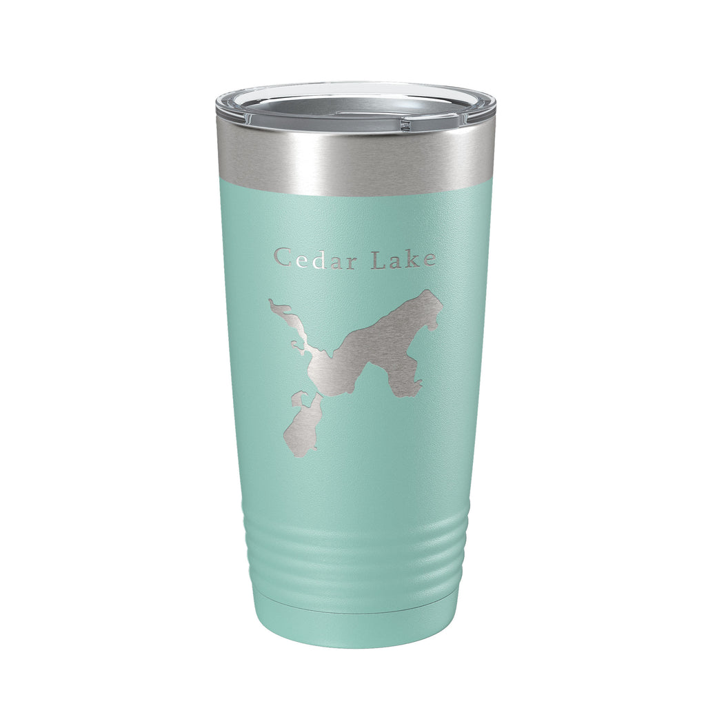 Cedar Lake Map Tumbler Travel Mug Insulated Laser Engraved Coffee Cup Van Buren County Michigan 20 oz