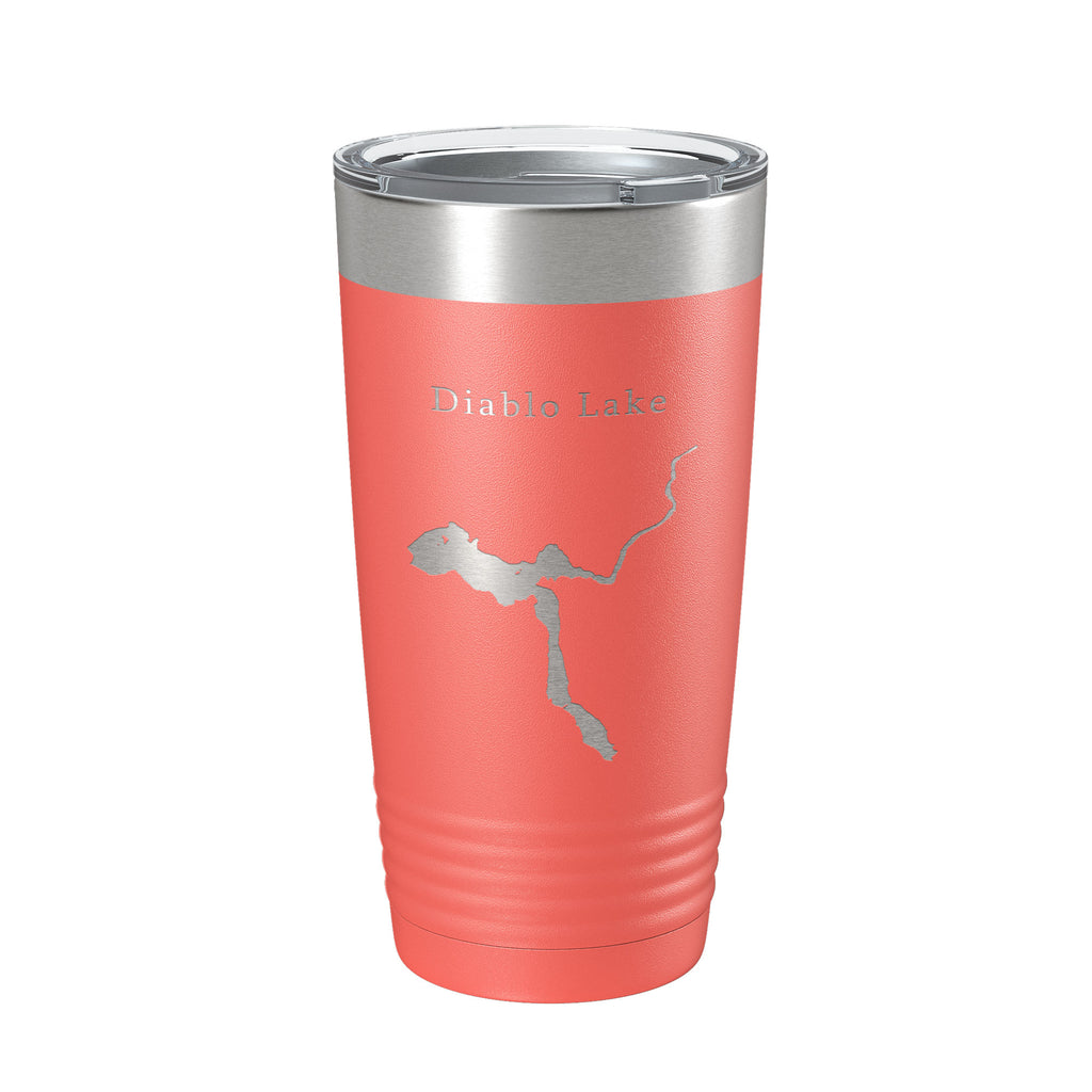 Diablo Lake Map Tumbler Travel Mug Insulated Laser Engraved Coffee Cup Washington 20 oz