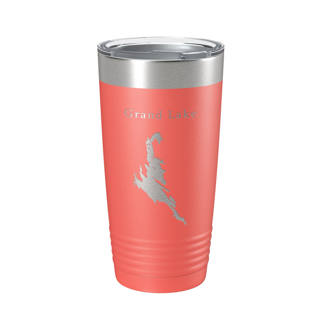 Grand Lake Map Tumbler Travel Mug Insulated Laser Engraved Coffee Cup Maine 20 oz