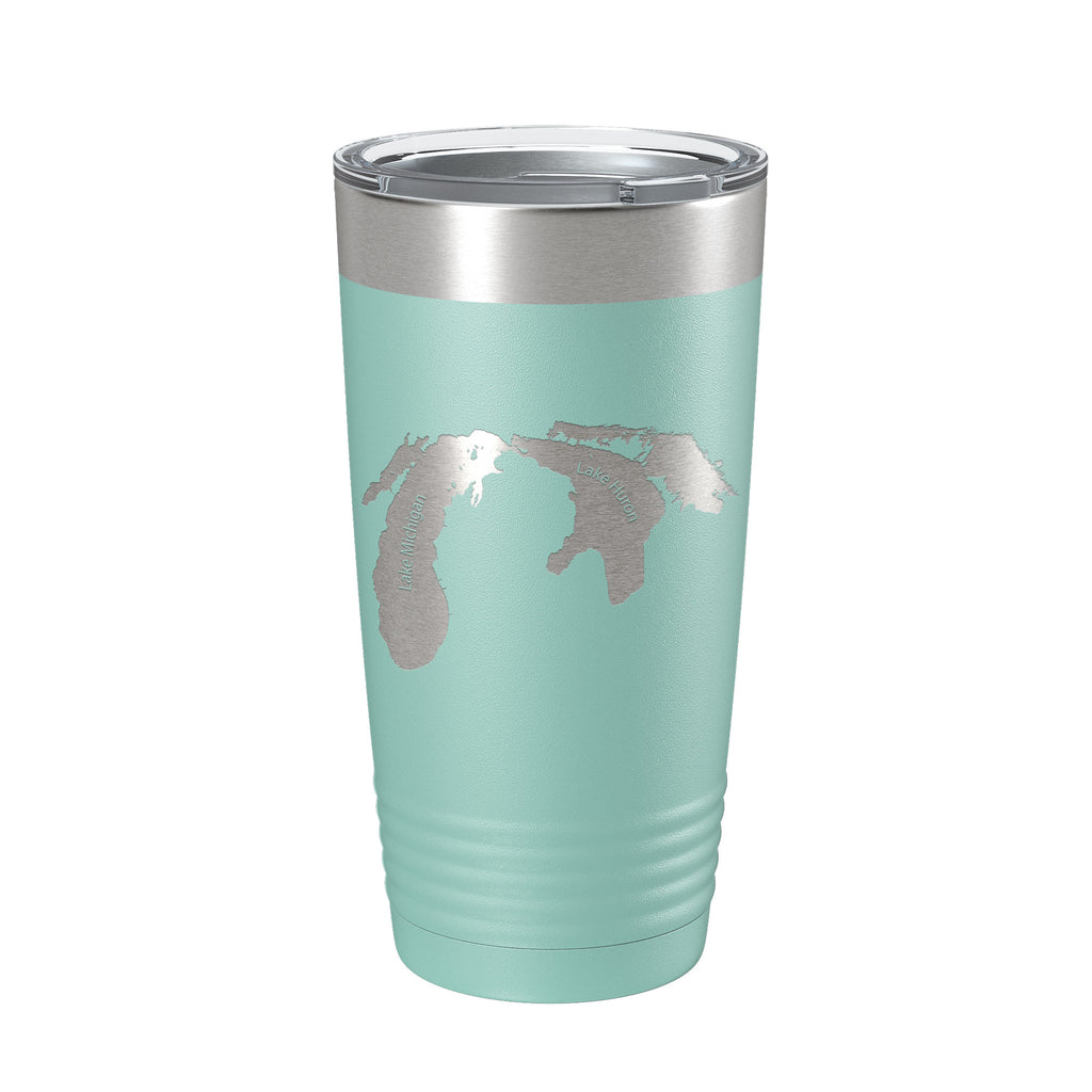 Lake Michigan-Huron Map Tumbler Travel Mug Insulated Laser Engraved Coffee Cup Illinois Wisconsin Indiana Michigan Ontario 20oz