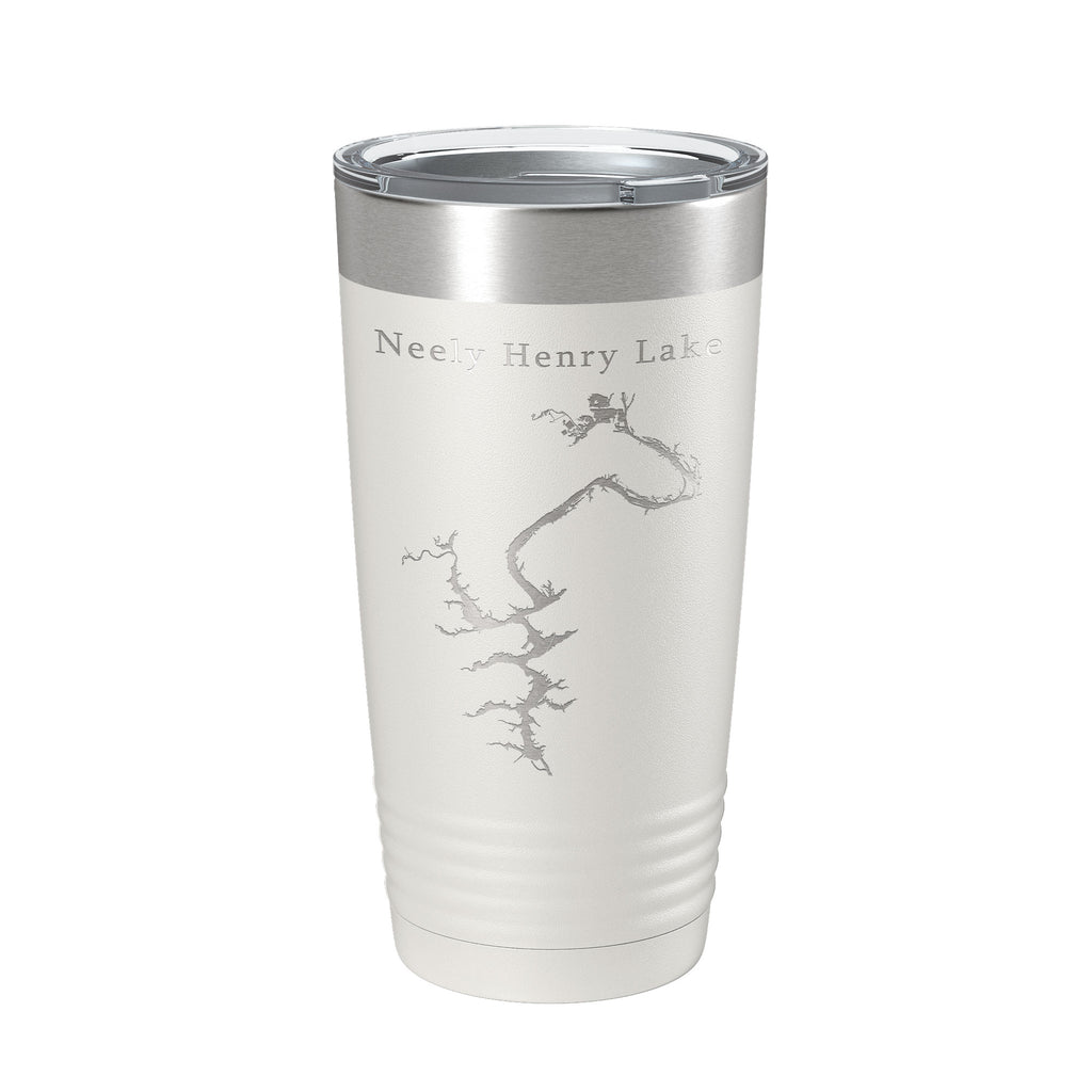 Neely Henry Lake Map Tumbler Travel Mug Insulated Laser Engraved Coffee Cup Alabama 20 oz