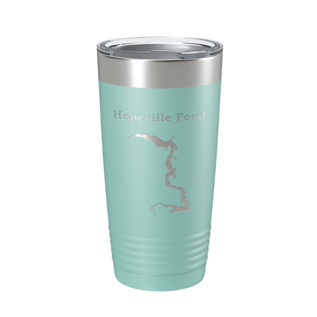 Hopeville Pond Tumbler Lake Map Travel Mug Insulated Laser Engraved Coffee Cup Connecticut 20 oz