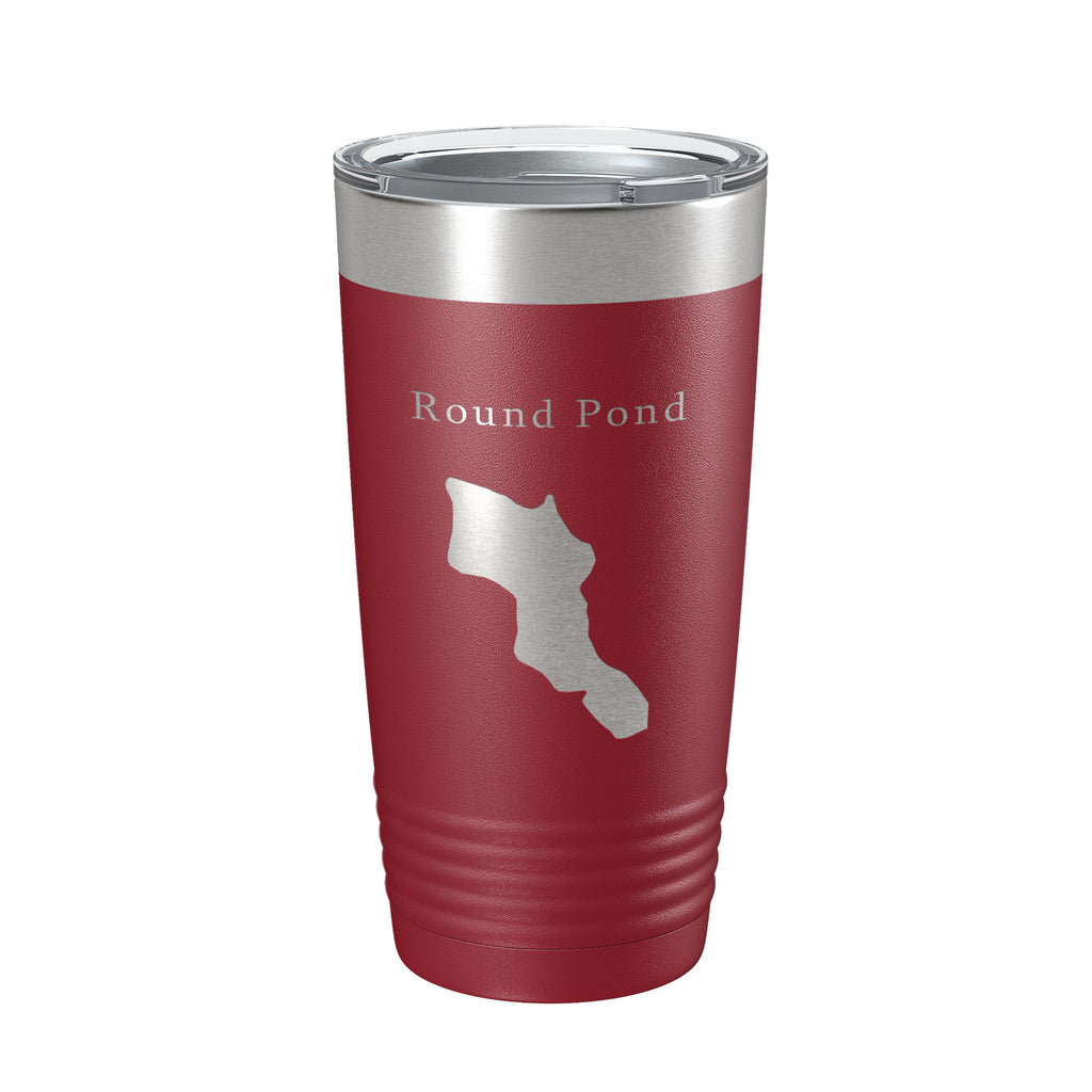 Round Pond Tumbler Lake Map Travel Mug Insulated Laser Engraved Coffee Cup Acadia Maine 20 oz