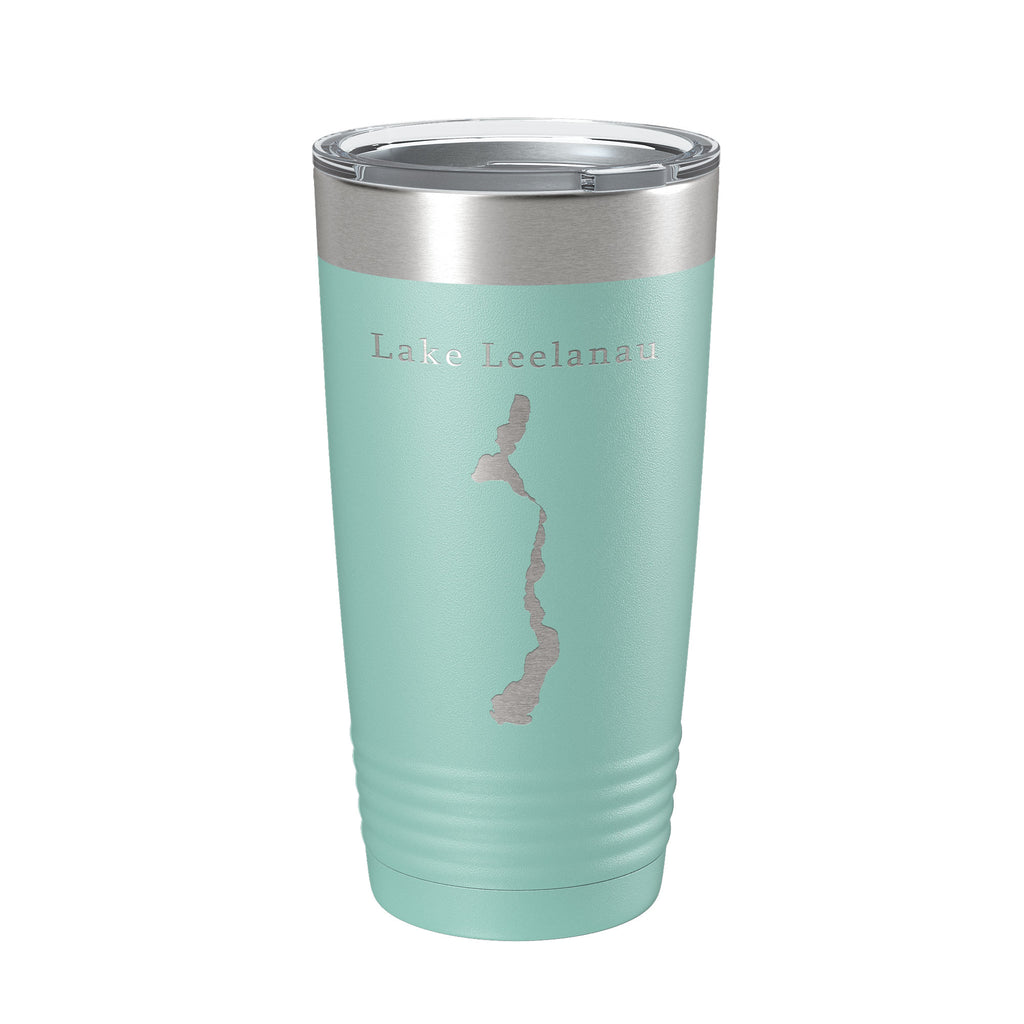 Lake Leelanau Map Tumbler Travel Mug Insulated Laser Engraved Coffee Cup Michigan 20 oz