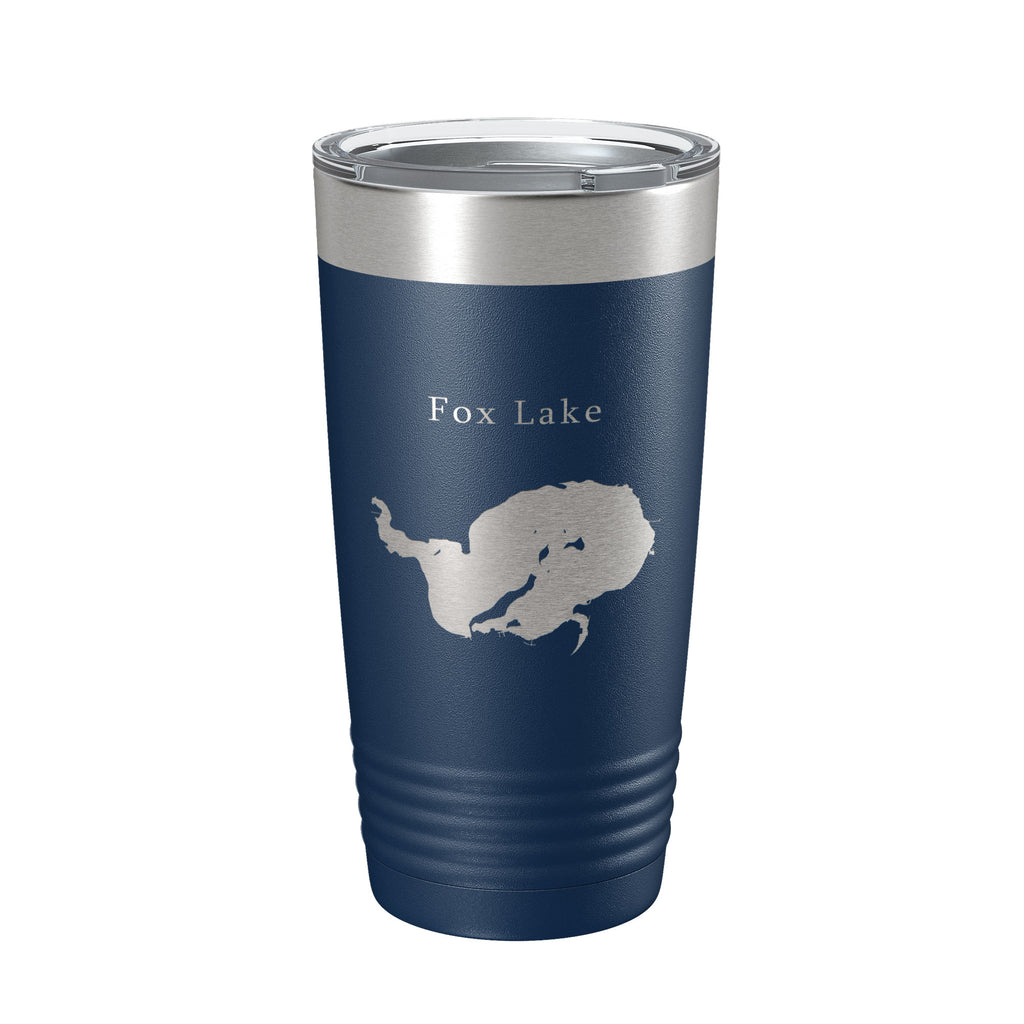 Fox Lake Map Tumbler Travel Mug Insulated Laser Engraved Coffee Cup Wisconsin 20 oz