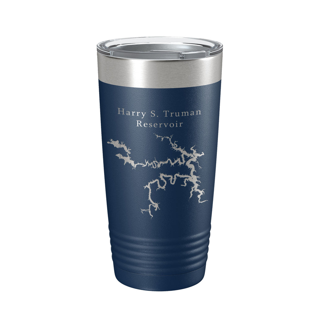 Harry S. Truman Reservoir Tumbler Lake Map Travel Mug Insulated Laser Engraved Coffee Cup Missouri 20 oz