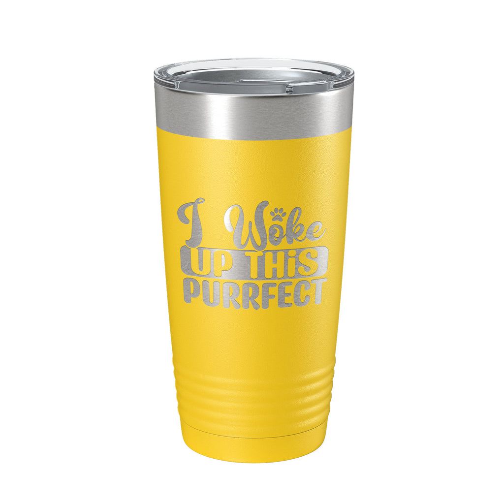 I Woke Up This Purrfect Tumbler Travel Mug Funny Cat Lover Gift Insulated Laser Engraved Coffee Cup 20 oz