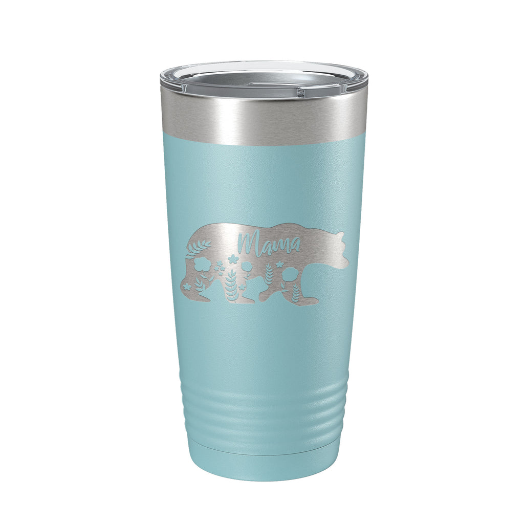 Mama Bear Tumbler Travel Mug Insulated Laser Engraved Coffee Cup Momma Mama Gift Mother's Day Floral 20 oz