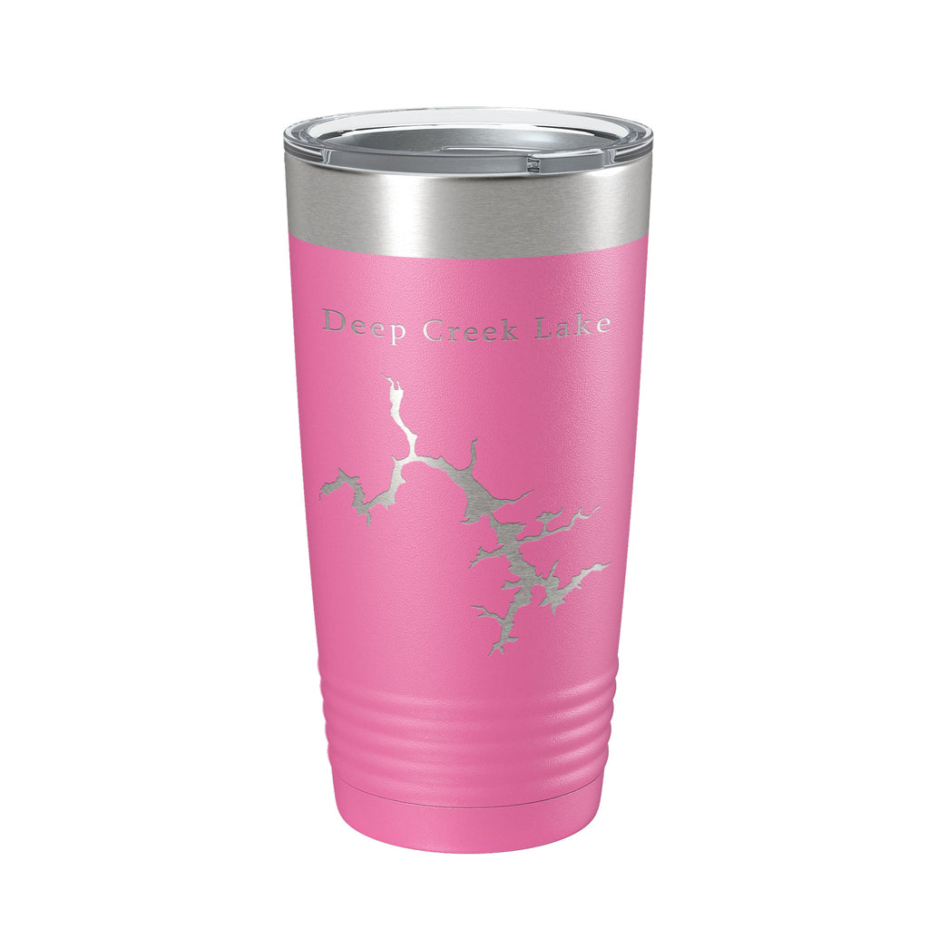 Deep Creek Lake Map Tumbler Travel Mug Insulated Laser Engraved Coffee Cup Maryland 20 oz