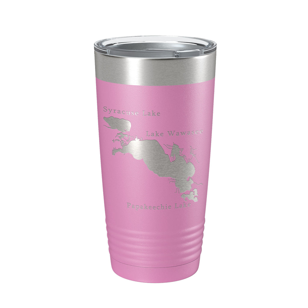 Lakes Wawasee Syracuse & Papakeechie Map Tumbler Travel Mug Insulated Laser Engraved Coffee Cup Indiana 20 oz