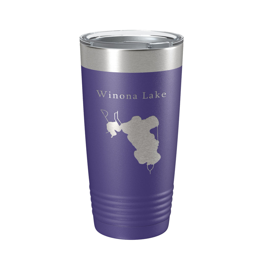 Winona Lake Map Tumbler Travel Mug Insulated Laser Engraved Coffee Cup Indiana 20 oz