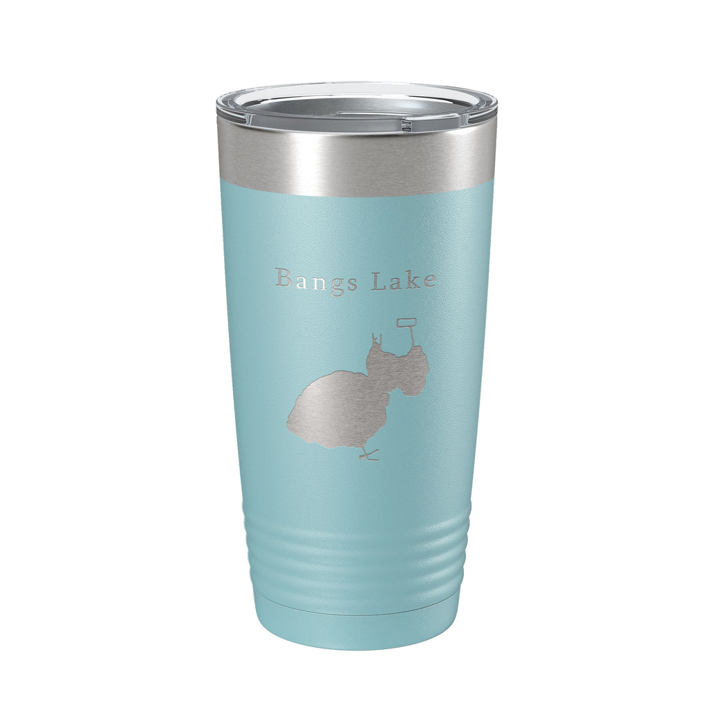 Bangs Lake Map Tumbler Travel Mug Insulated Laser Engraved Coffee Cup Illinois 20 oz