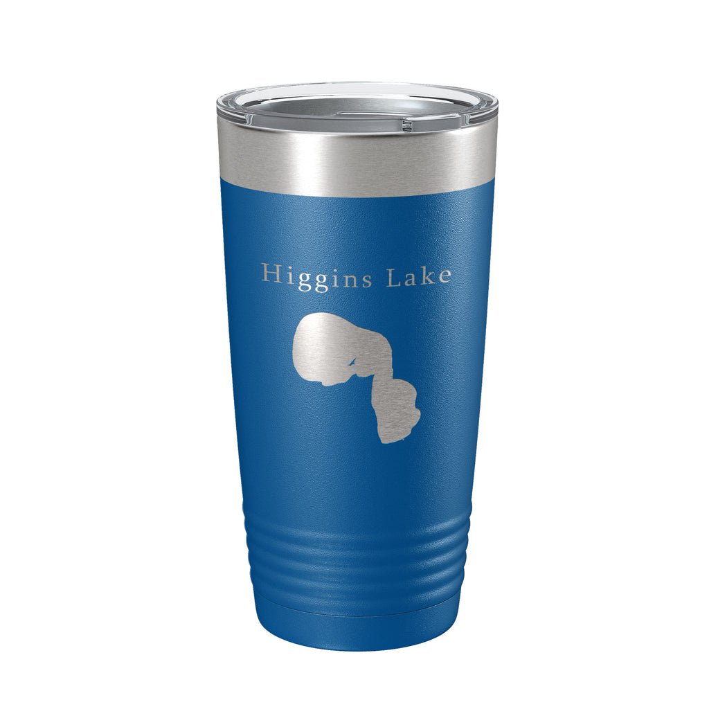 Higgins Lake Map Tumbler Travel Mug Insulated Laser Engraved Coffee Cup Michigan 20 oz