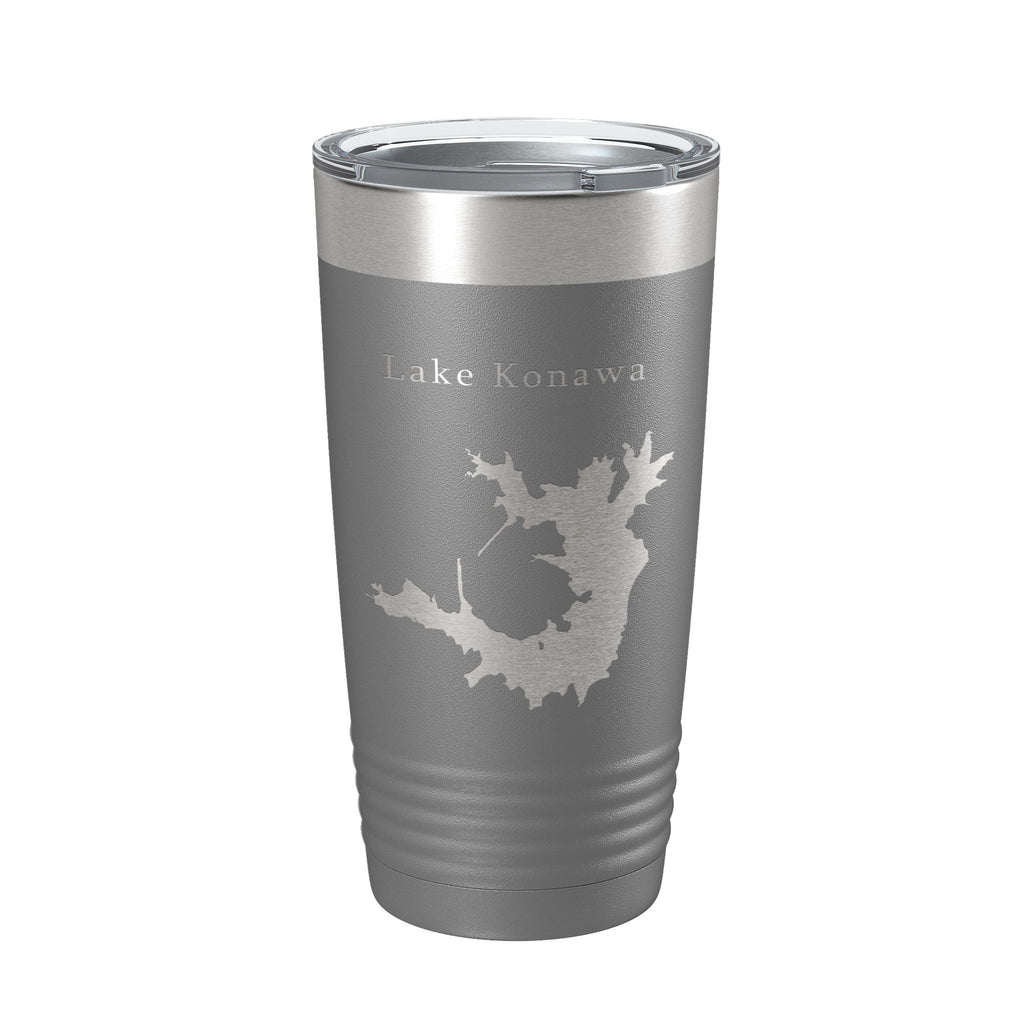 Lake Konawa Map Tumbler Travel Mug Insulated Laser Engraved Coffee Cup Oklahoma 20 oz