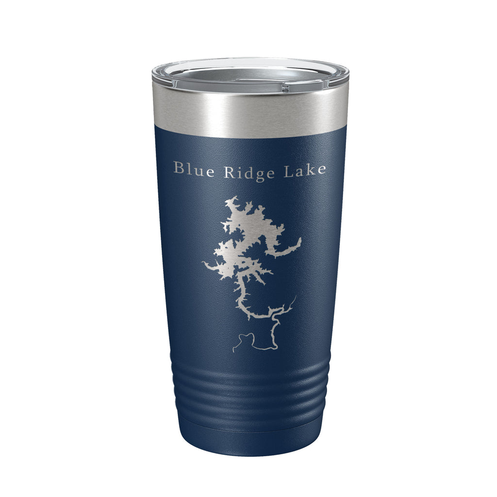 Blue Ridge Lake Map Tumbler Travel Mug Insulated Laser Engraved Coffee Cup Georgia 20 oz