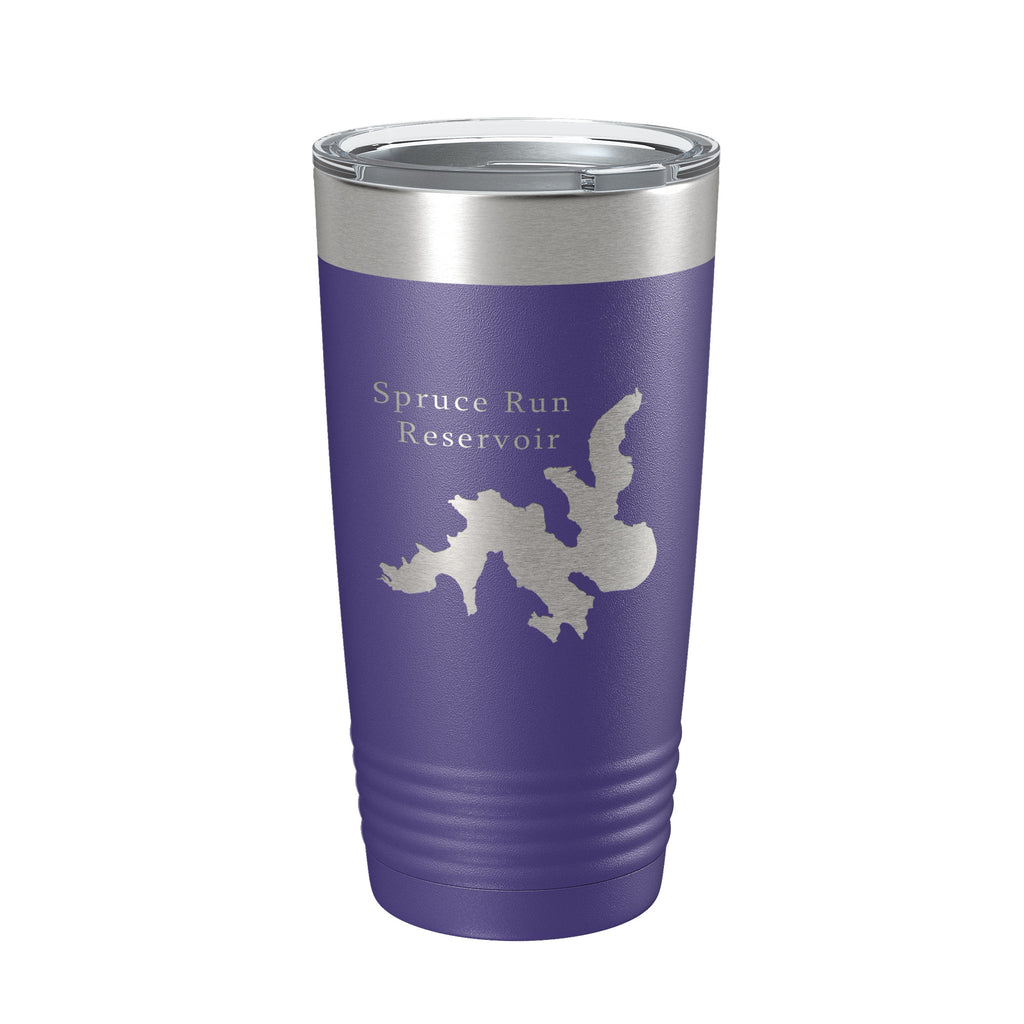 Spruce Run Reservoir Tumbler Lake Map Travel Mug Insulated Laser Engraved Coffee Cup New Jersey 20 oz