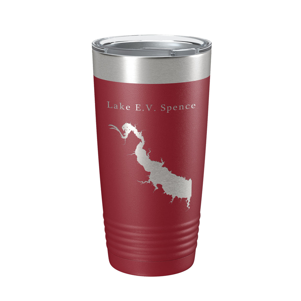 Lake E.V. Spence Reservoir Map Tumbler Travel Mug Insulated Laser Engraved Coffee Cup Texas 20 oz