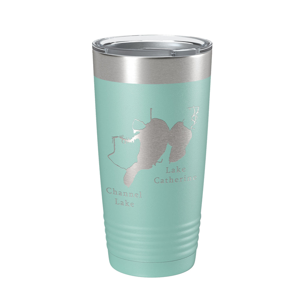 Channel Lake Catherine Lake Map Tumbler Travel Mug Insulated Laser Engraved Coffee Cup Illinois 20 oz