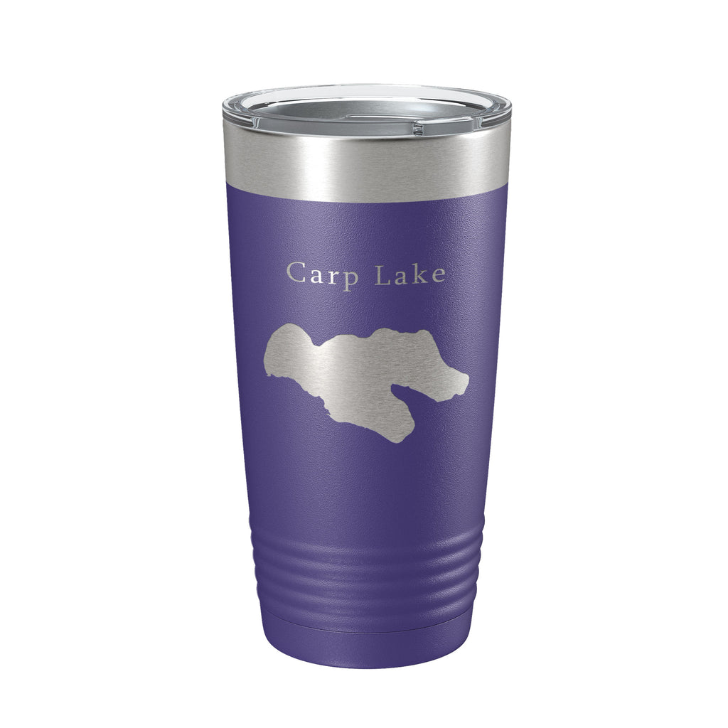 Carp Lake Map Tumbler Travel Mug Insulated Laser Engraved Coffee Cup Michigan 20 oz