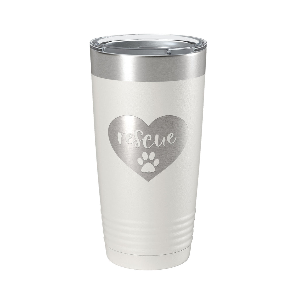 Rescue Dog Tumbler Love Heart Travel Mug Gift Insulated Laser Engraved Coffee Cup 20 oz