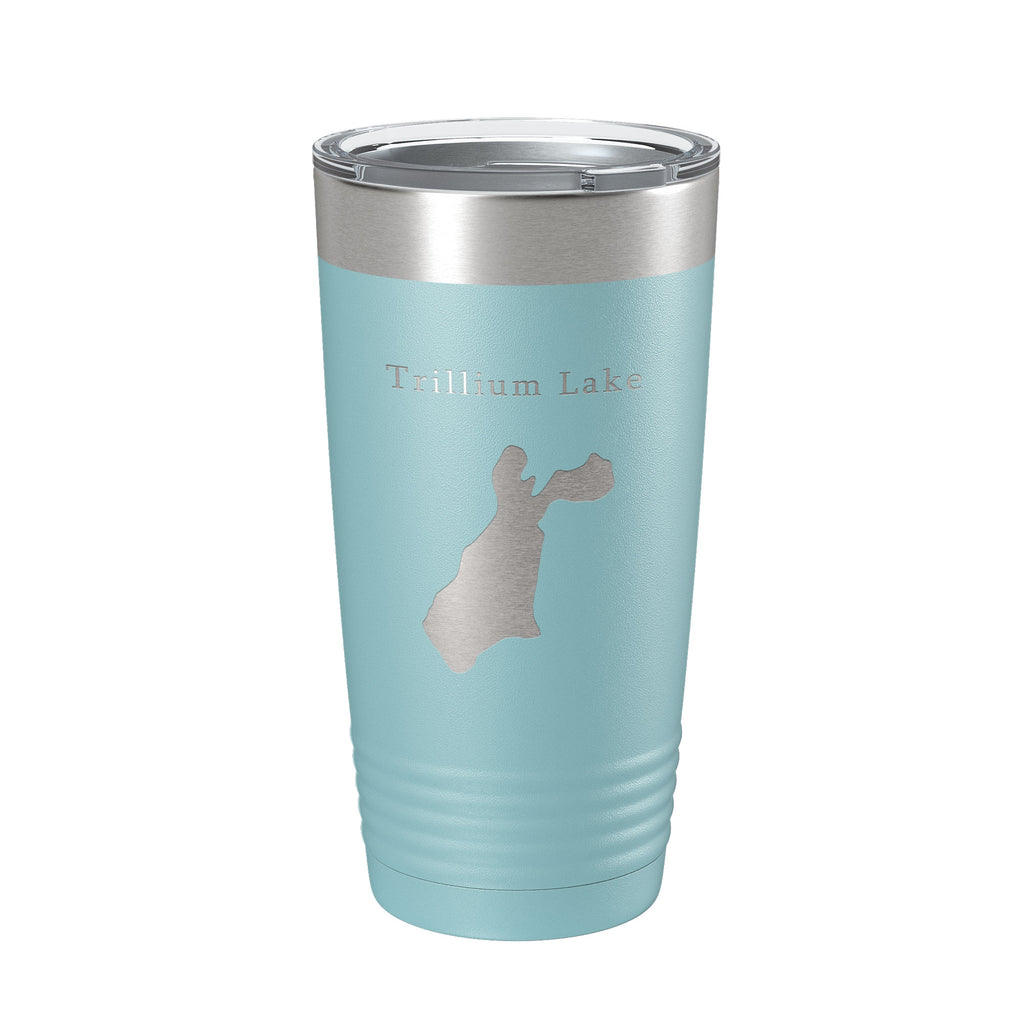 Trillium Lake Map Tumbler Travel Mug Insulated Laser Engraved Coffee Cup Oregon 20 oz