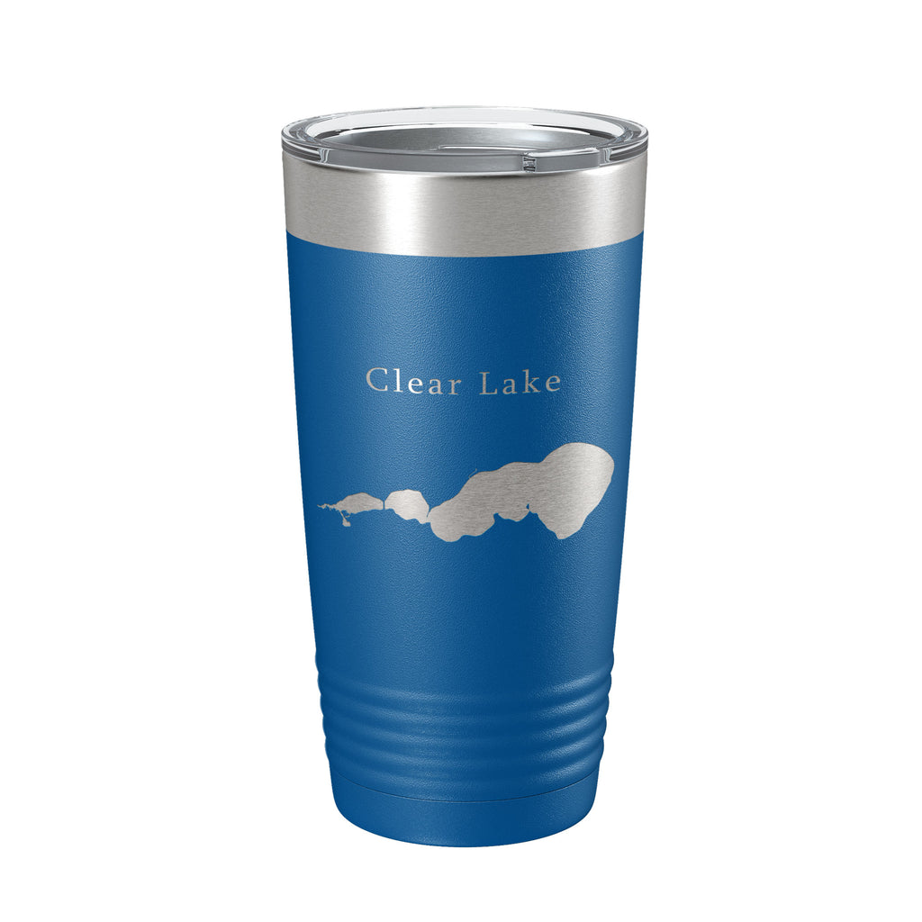 Clear Lake Map Tumbler Travel Mug Insulated Laser Engraved Coffee Cup Iowa 20 oz