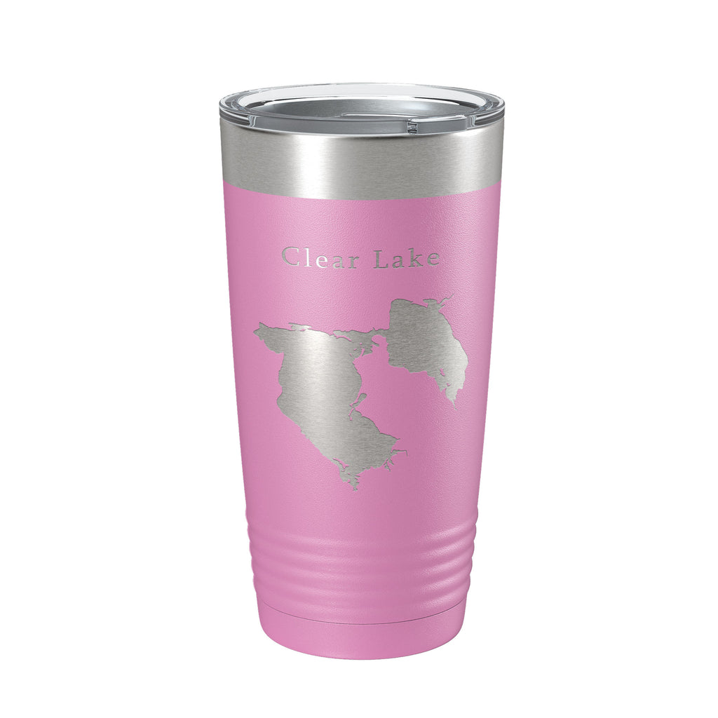 Clear Lake Reservoir Map Tumbler Travel Mug Insulated Laser Engraved Coffee Cup California 20 oz